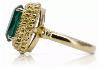 Vintage craft Ring Emerald 14K Yellow gold vrc068y